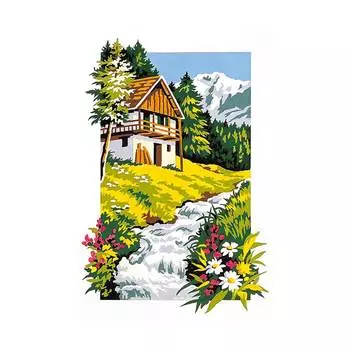 SE928-196 Канва с рисунком SEG de Paris 'Домик в альпах' 30*40 см