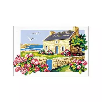 SE928-197 Канва с рисунком SEG de Paris 'Домик у моря' 30*40 см