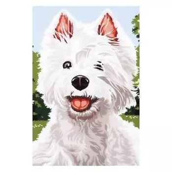 SE928-305 Канва с рисунком SEG de Paris 'Белый щенок' 30*40 см