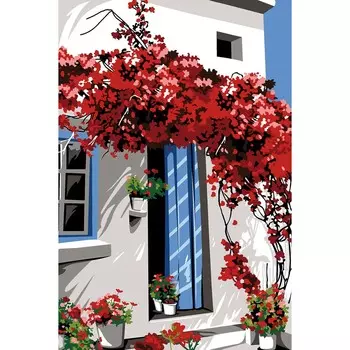 SE928-349 Канва с рисунком SEG de Paris 'Задний дворик' 30*40 см