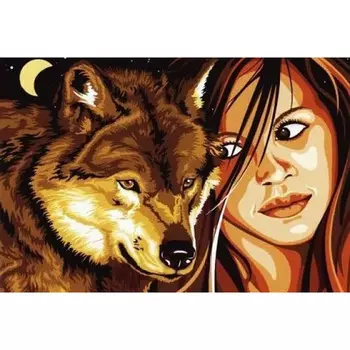 SE929-482 Канва с рисунком SEG de Paris 'Волк' 45*60 см