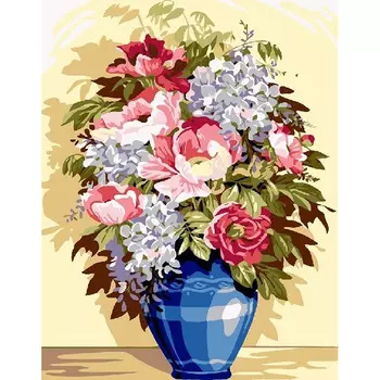 SE929-519 Канва с рисунком SEG de Paris 'Букет в голубой вазе' 45*60 см