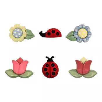 SF105, Пуговицы. Цветы и божие коровки