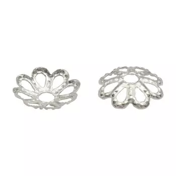 Шапочка для бусин 4AR196, 6,5мм 50шт/упак, Астра (Серебро)