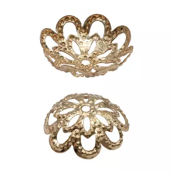 Шапочка для бусин 4AR205, 12мм 30шт/упак, Астра (Золото)