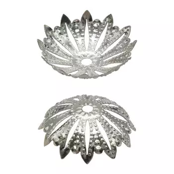 Шапочка для бусин 4AR208, 22мм 20шт/упак, Астра (Серебро)