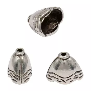 Шапочка для бусин 4AR266, 11,5*8,5мм, серебро, 10шт/упак, Астра