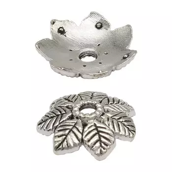 Шапочка для бусин 4AR278, 15*4мм, серебро, 10шт/упак, Астра