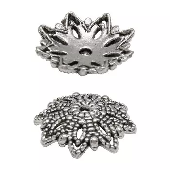 Шапочка для бусин 4AR280, 15,5мм, серебро, 6шт/упак, Астра