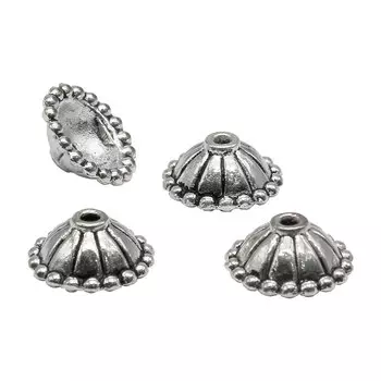 Шапочка для бусин 4AR284, 10мм, серебро, 10шт/упак, Астра