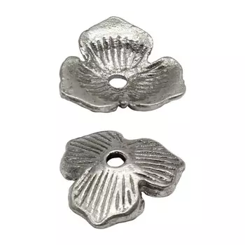 Шапочка для бусин 4AR285, 11мм, серебро, 10шт/упак, Астра