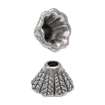 Шапочка для бусин 4AR288, 8*5мм, серебро, 10шт/упак, Астра