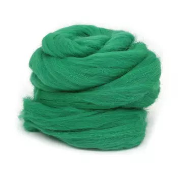 Шерсть для валяния полутонкая 100%, 100 гр. (0723 яркая зелень)