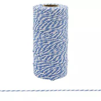 Шнур декоративный двухцветный 2мм*100м (белый/голубой)