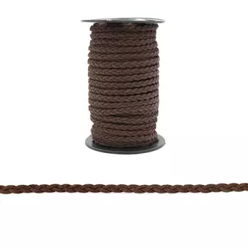 Шнур 'косичка' иск. замша 5мм*50м (темно-коричневый)