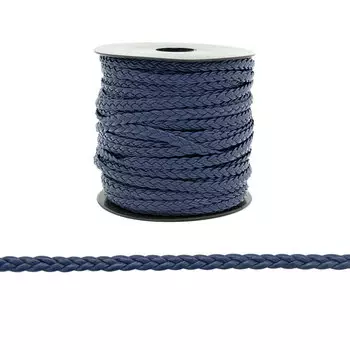 Шнур 'косичка' иск. замша 5мм*50м (темно-синий)