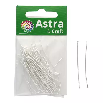 Штифт с плоской головкой 45мм, 50шт/уп, (серебро)