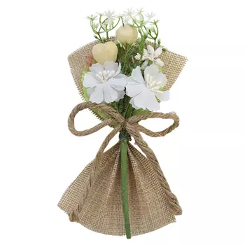 SM16-349 Декоративный букетик, белый 16*8,5см Астра