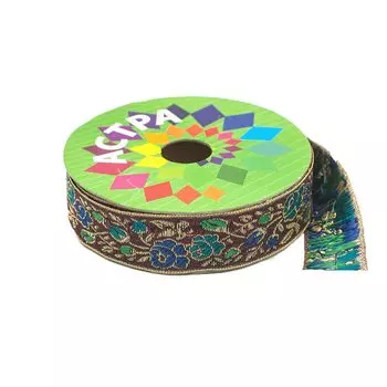 SR1049 Тесьма жаккардовая, 25 мм*9 м, 'Астра' (коричневый)