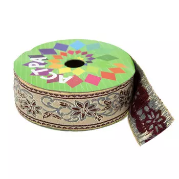 SR97 Тесьма жаккардовая, 40 мм*9 м, 'Астра' (бежевый)