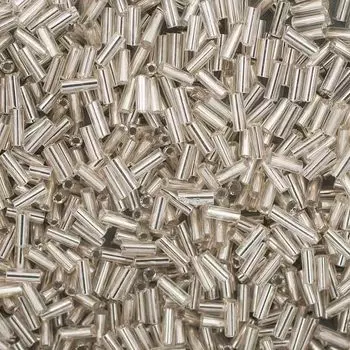 Стеклярус, (стекло), 5 мм, упак./20 гр., Astra&amp;Craft (21 белый/прозр.серебрист.центр(круг.отв.))