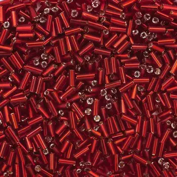 Стеклярус, (стекло), 5 мм, упак./20 гр., 'Астра' (25B бордовый/прозр.серебрист.центр(круг.отв.))