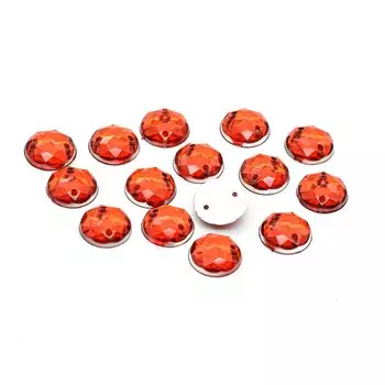 Стразы пришивные, акриловые, 10мм, 15шт/упак (круглые) Астра (N1 красный)