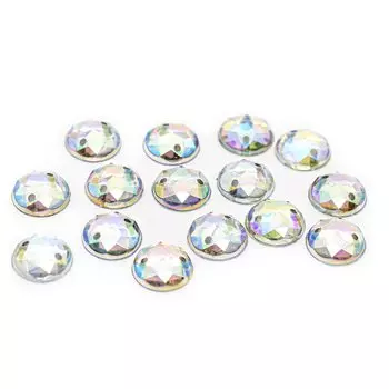 Стразы пришивные, акриловые, 10мм, 15шт/упак (круглые) Астра (NAB20 прозрачный АВ)