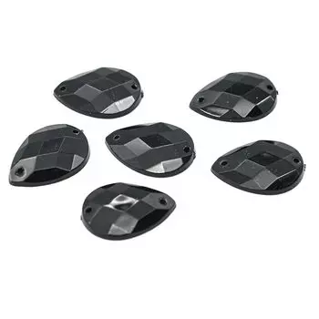 Стразы пришивные, акриловые, 13*18мм, 6шт/упак (капля) Астра (N48 черный)