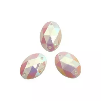 Стразы пришивные, акриловые, 13*18мм, 6шт/упак (овальные) Астра (46 серебристый)