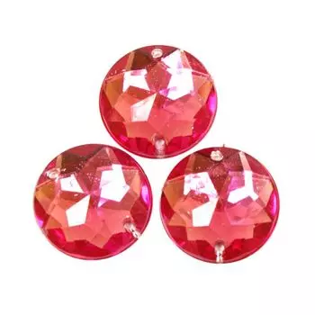 Стразы пришивные, акриловые, 25мм, 3шт/упак (круглые) Astra&amp;Craft (02 фуксия)