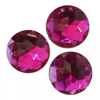 Стразы пришивные, акриловые, 25мм, 3шт/упак (круглые) Астра (38 рубин)