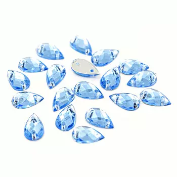 Стразы пришивные, акриловые, 6*10мм, 18шт/упак (капля) Астра (26 сапфир)