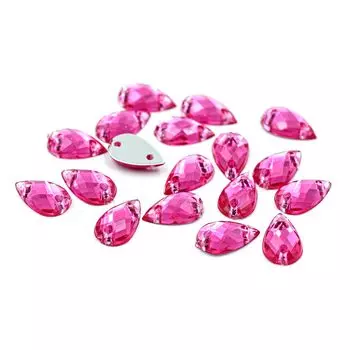 Стразы пришивные, акриловые, 6*10мм, 18шт/упак (капля) Astra&amp;Craft (02 фуксия)