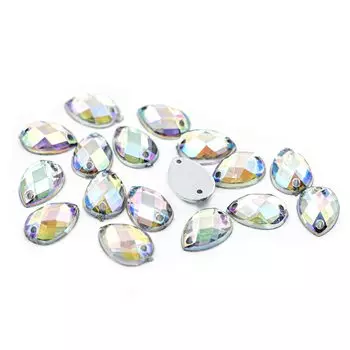 Стразы пришивные, акриловые, 6*10мм, 18шт/упак (капля) Астра (NAB20 прозрачный АВ)