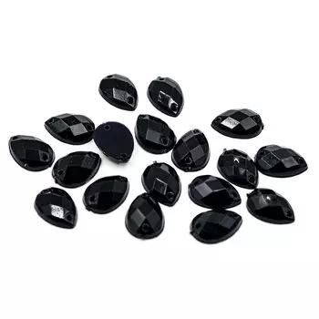 Стразы пришивные, акриловые, 6*10мм, 18шт/упак (капля) Астра (N48 черный)