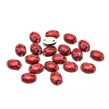 Стразы пришивные, акриловые, 6*8мм, 20шт/упак (овальные) Астра (34 гранат)