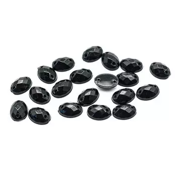 Стразы пришивные, акриловые, 6*8мм, 20шт/упак (овальные) Астра (N48 черный)