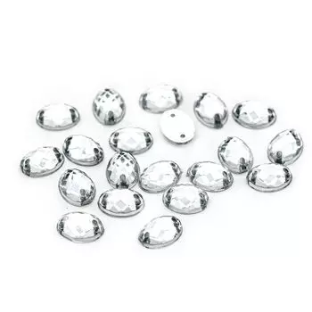 Стразы пришивные, акриловые, 6*8мм, 20шт/упак (овальные) Астра (N38 прозрачный)