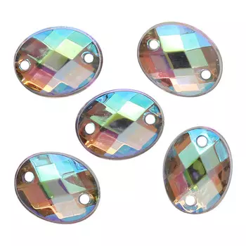 Стразы пришивные, акриловые, 8*10мм, 18шт/упак (овальные) Astra&amp;Craft (NAB20 прозрачный АВ)