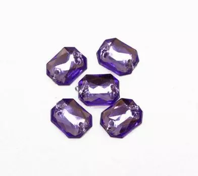 Стразы пришивные, акриловые, 8*10мм, 18шт/упак (прямоугольные) Астра (24 фиолетовый)