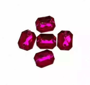 Стразы пришивные, акриловые, 8*10мм, 18шт/упак (прямоугольные) Астра (38 рубин)