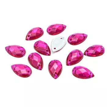 Стразы пришивные, акриловые, 8*13мм, 12шт/упак (капля) Астра (38 рубин)