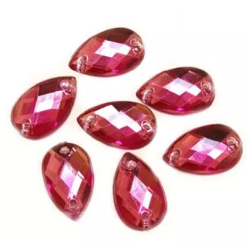 Стразы пришивные, акриловые, 8*13мм, 12шт/упак (капля) Астра (02 фуксия)
