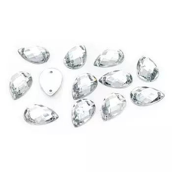 Стразы пришивные, акриловые, 8*13мм, 12шт/упак (капля) Астра (N38 прозрачный)