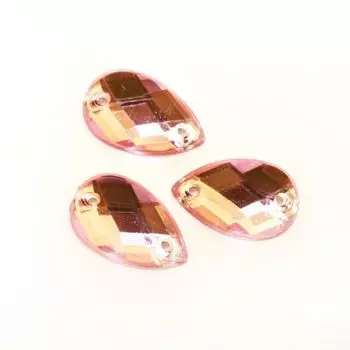 Стразы пришивные, акриловые, 8*13мм, 12шт/упак (капля) Астра (03 св.розовый)