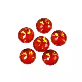 Стразы пришивные, акриловые, 8мм, 20шт/упак (круглые) Астра (06 красный)