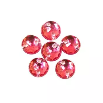 Стразы пришивные, акриловые, 8мм, 20шт/упак (круглые) Астра (02 фуксия)