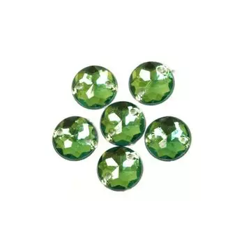 Стразы пришивные, акриловые, 8мм, 20шт/упак (круглые) Астра (09 изумруд)
