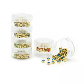 Стразы в цапах 6мм, 6 цветов, цвет оправы золото, Астра